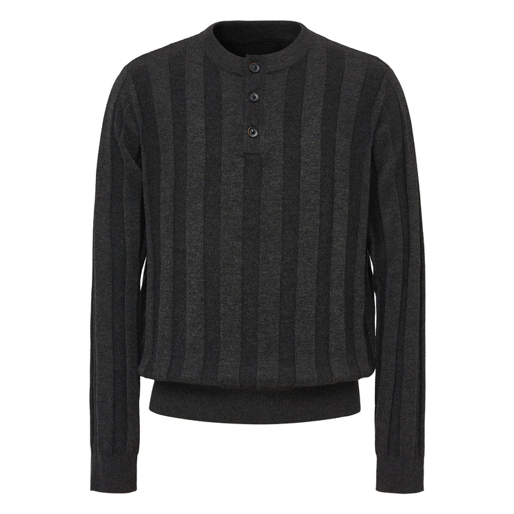 TAICHIISM Subtle Striped Old Coin Textured 30 Wool Sweater