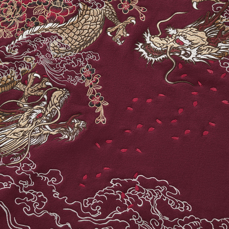 Sukajan fall and winter fleece pullover sweatshirt Yokosuka heavy industry dragon embroidery crew neck top Chinese style youth