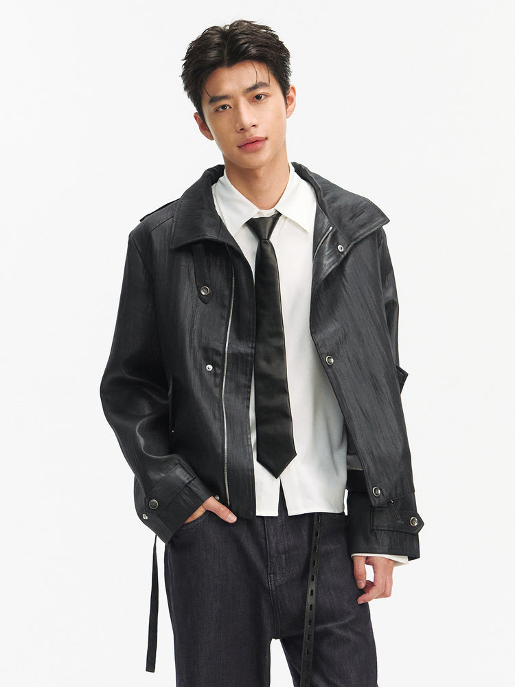 TAICHIIISM "ink-dyed black wax" strap epaulettes, old money power, micro shoulder pads, water-repellent oil wax jacket