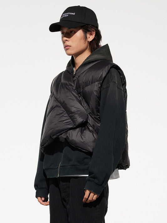 TAICHIISM irregular deconstructed down vest vest men's autumn and winter thickened warm white duck down short jacket