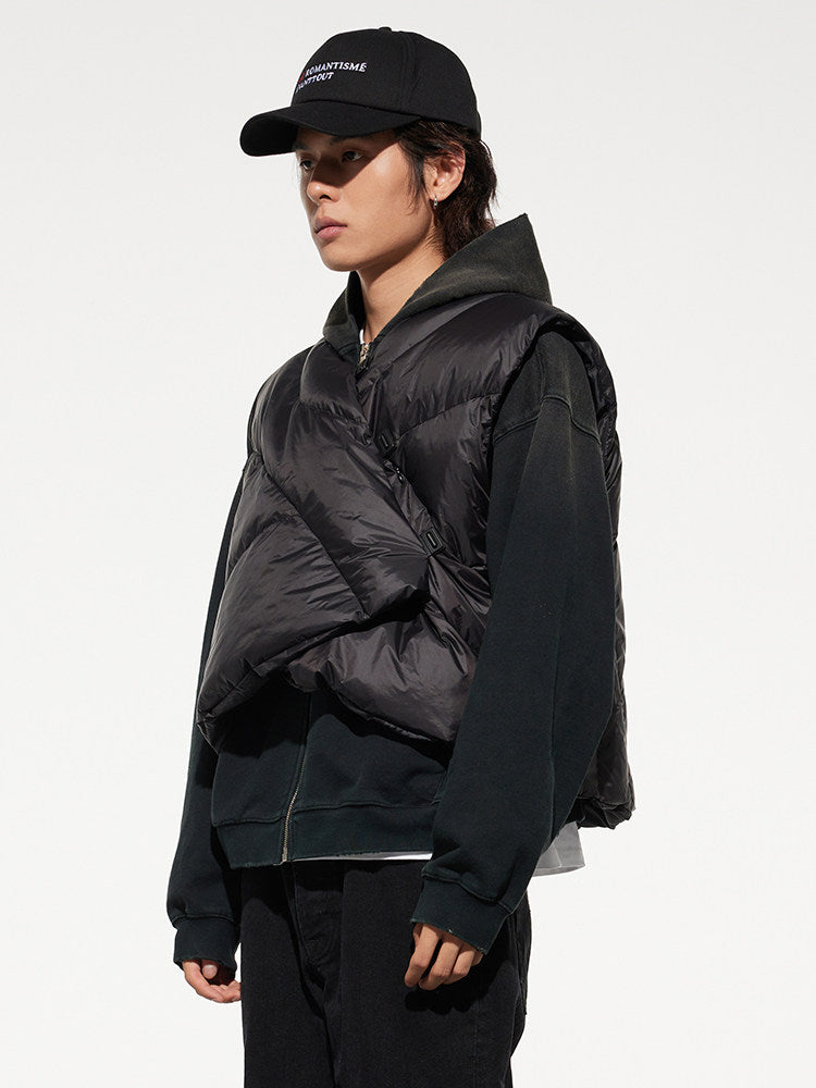 TAICHIISM irregular deconstructed down vest vest men's autumn and winter thickened warm white duck down short jacket