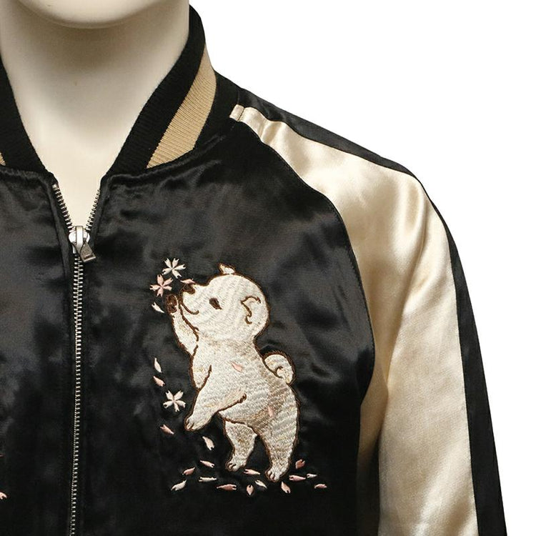High-end Yokosuka SOUVENIR JACKET cute puppy monkey cherry blossom embroidery reversible jacket jacket