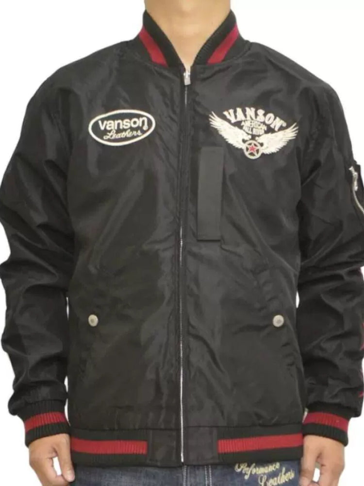 VA*SON BIKER VINTAGE HEAVY EMBROIDERY CLASSIC SKULL YOKOSUKA REVERSIBLE MA-1 RAGLAN JACKET