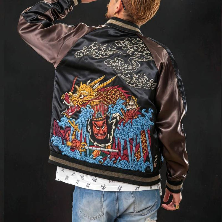 High-end Yokosuka SOUVENIR JACKET Ukiyo-e Dragon King Takeda Sadakiyo fully embroidered reversible jacket