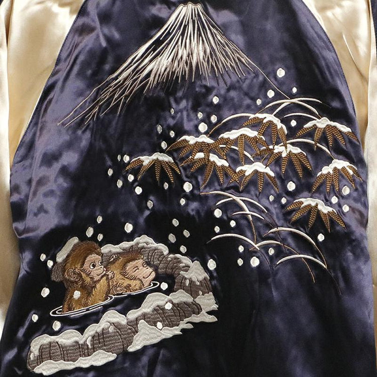 High-end Yokosuka SOUVENIR JACKET cute puppy monkey cherry blossom embroidery reversible jacket jacket