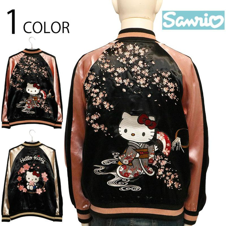 High-end Yokosuka HelloKitty Sakura Mt. Fuji Crescent Moon Embroidery Reversible Loose Jacket Jacket