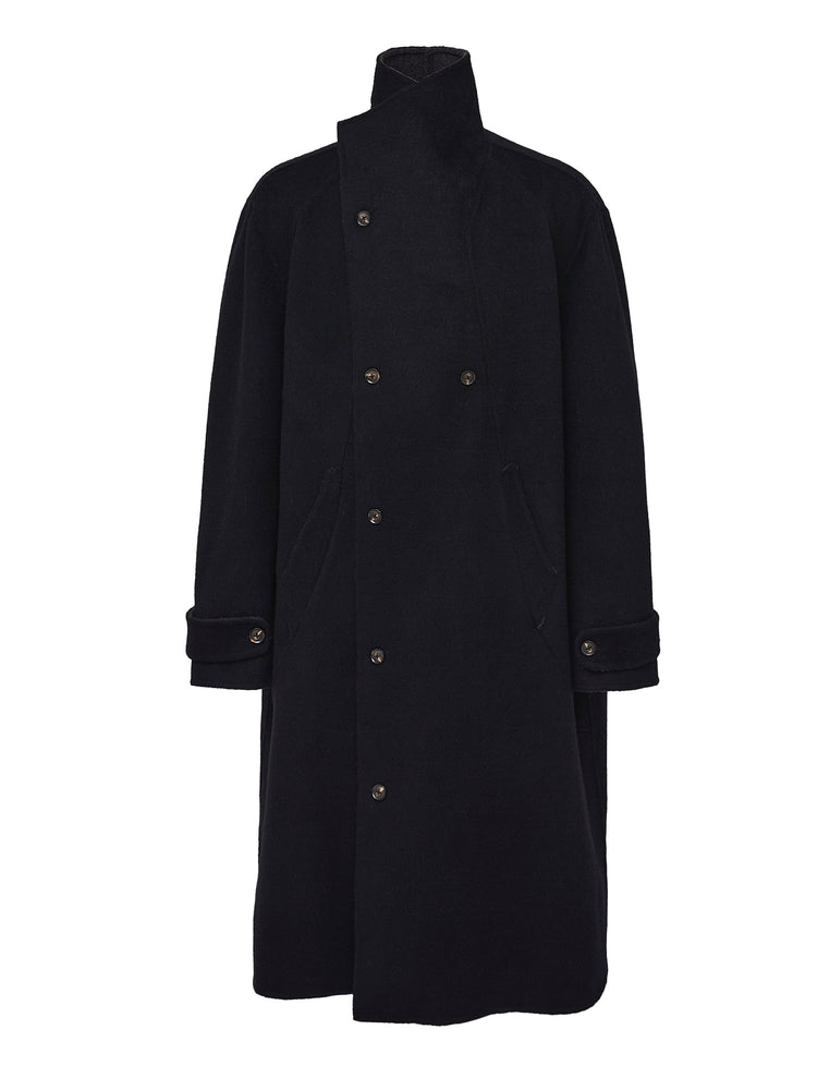 TAICHIISM multi-form reversible black gray two-color multi-collar 70 wool fine imitation warm wide-leaf duffle coat