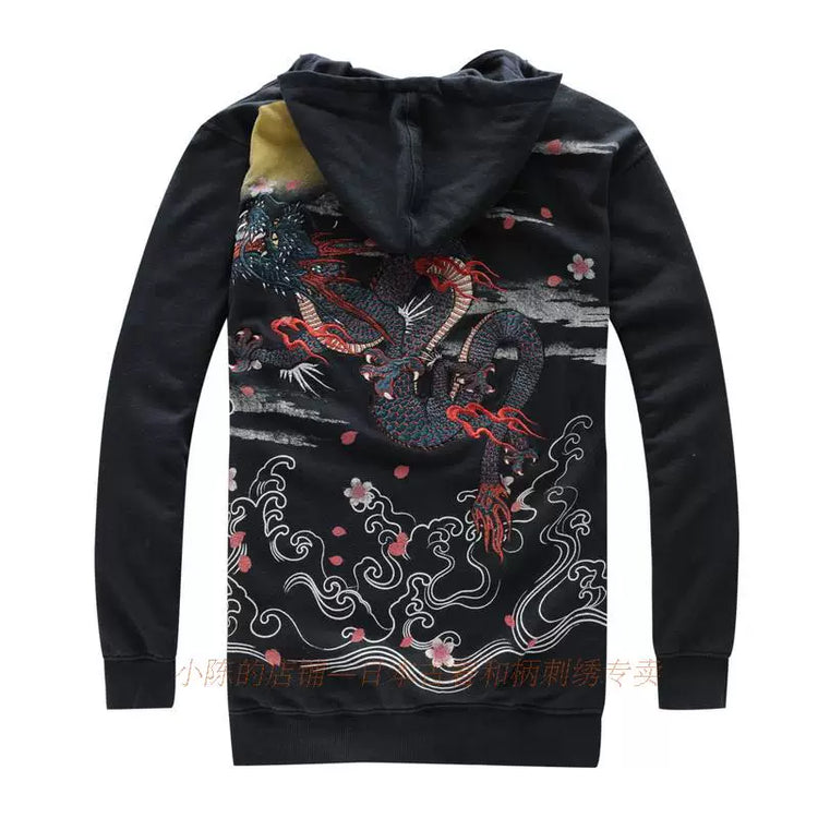 Foreign trade exported to Japan, ukiyo-e embroidery hooded sweatshirt, cardigan, men's Yokosuka, embroidered phoenix, hoodie, jacket