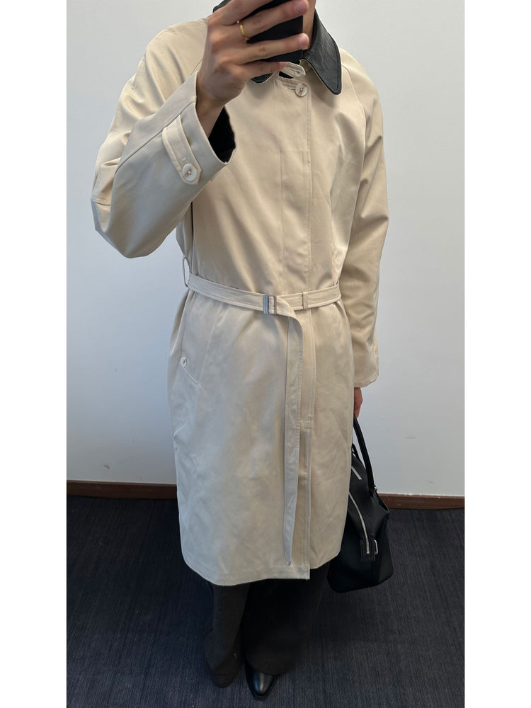 TAICHIISM "Leather collar and three-proof three-proof waist-tightened atmosphere, three-proof versatile leather collar, elegant leather collar spliced coat