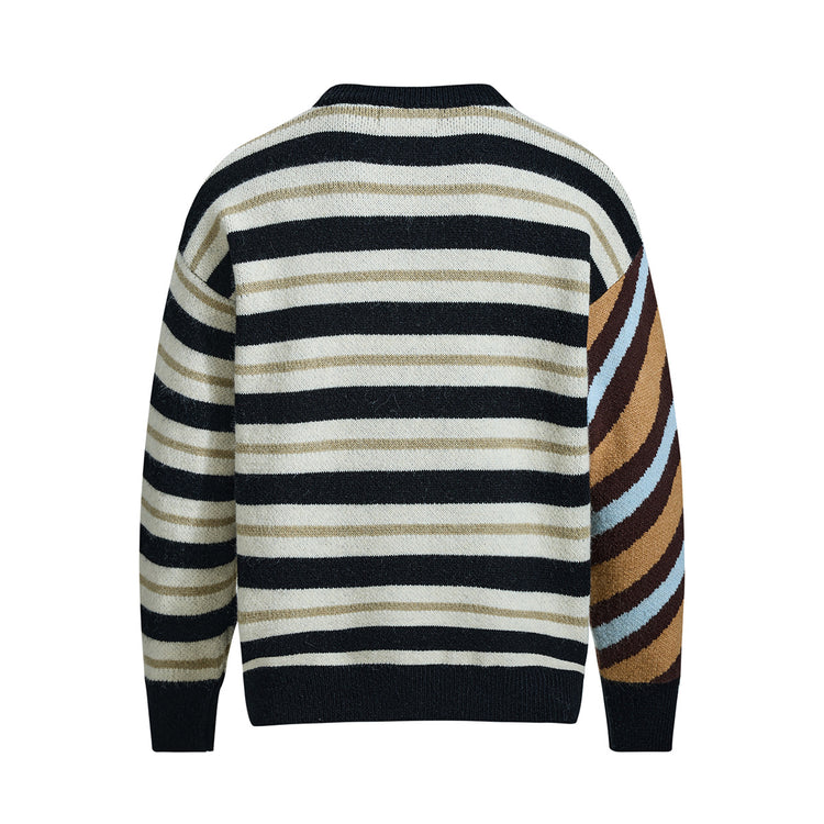 Northern Men's Fashion American Fashion Brand 2025 Fall/Winter New Irregular Striped Sweater Men's Crew Neck Knitted Top