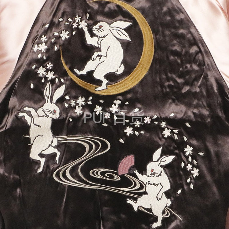 High-end Yokosuka SOUVENIR JACKET ukiyo-e goldfish cherry blossom fully embroidered reversible jacket