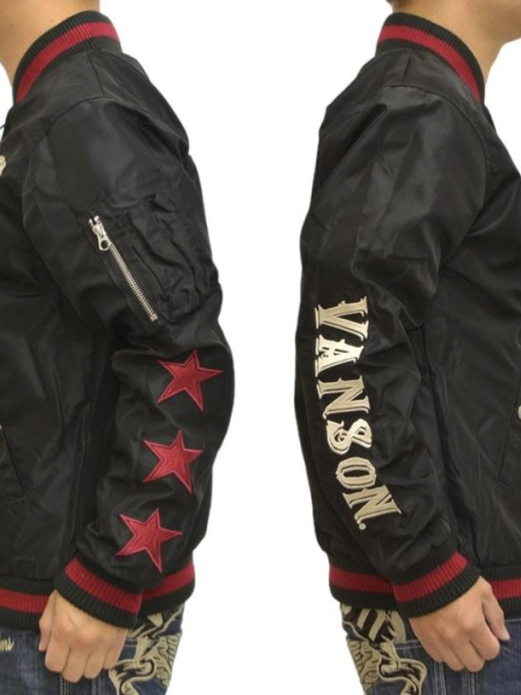 VA*SON BIKER VINTAGE HEAVY EMBROIDERY CLASSIC SKULL YOKOSUKA REVERSIBLE MA-1 RAGLAN JACKET