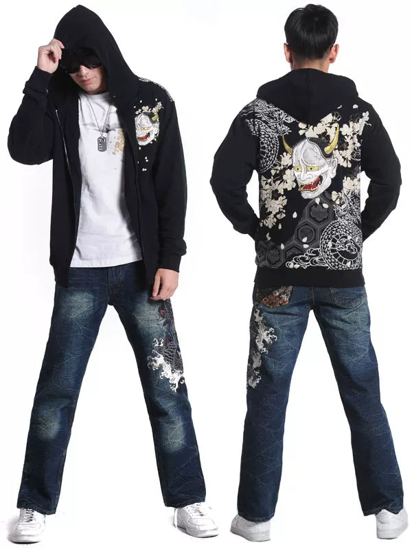 Japanese featuresYokosuka, Japanese and handle, high-end embroidery, men's cardigan, hooded sweatshirt, personality, and souvenir