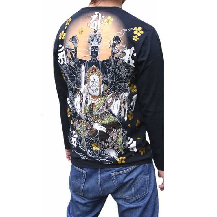 No Day Limited Edition Japanese Tattoo Tattoo Embroidery Long Sleeve T-Shirt Men's and Handle Yokosuka Fudo Ming King