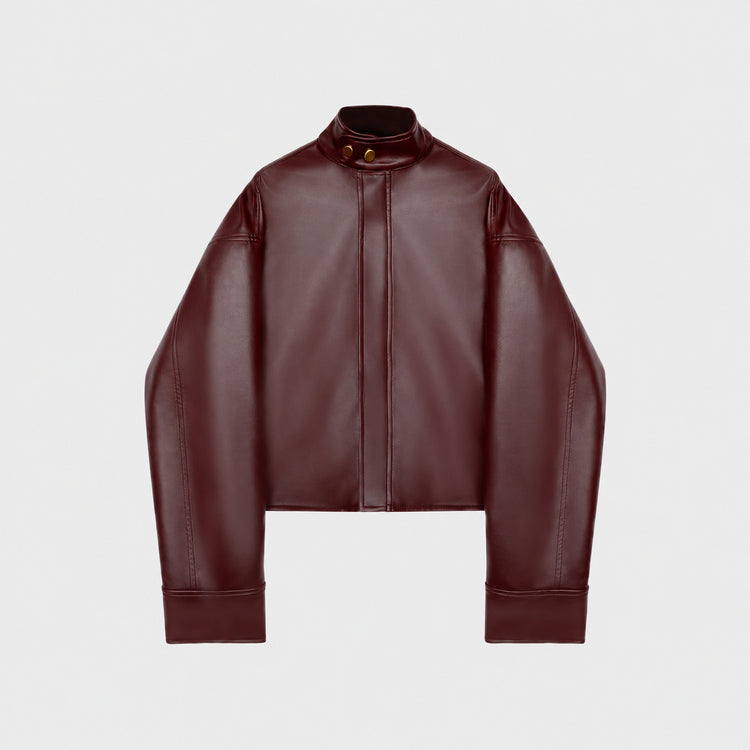 Korean-style stand-neck long-sleeve jacket, women's spring new fashionable slimming leather jacket, youthful, niche cardigan