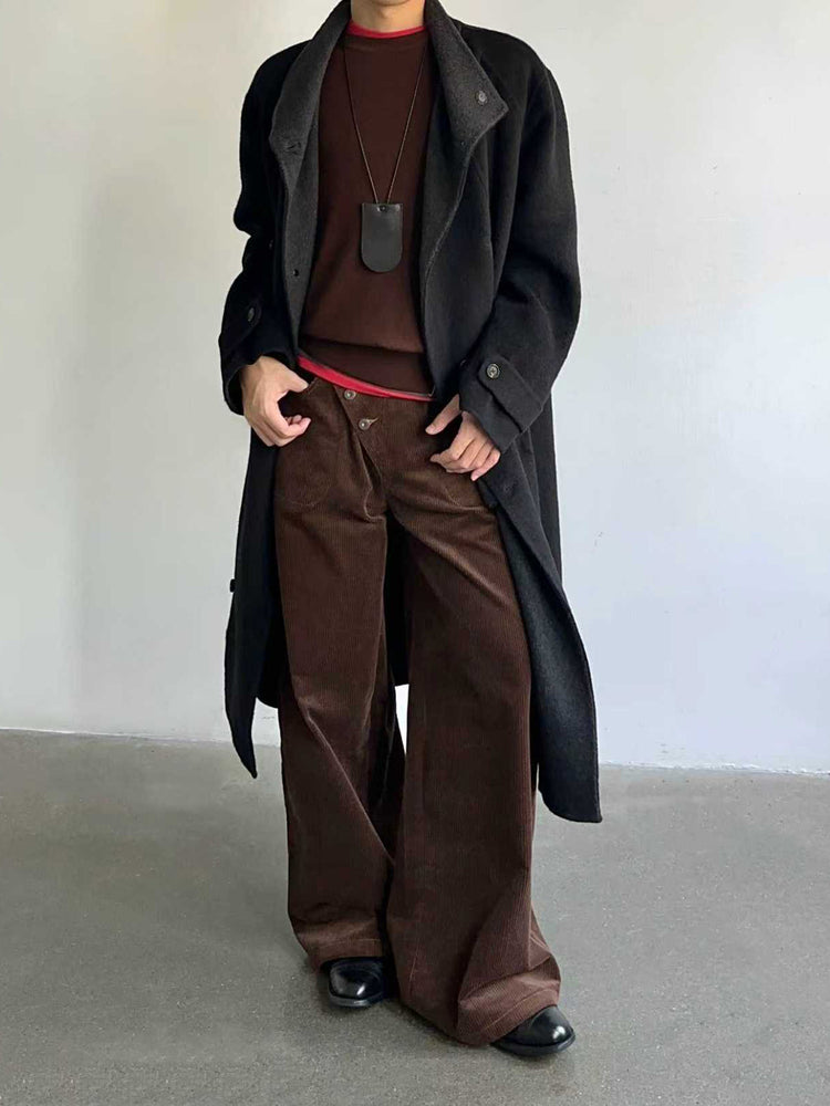TAICHIISM multi-form reversible black gray two-color multi-collar 70 wool fine imitation warm wide-leaf duffle coat