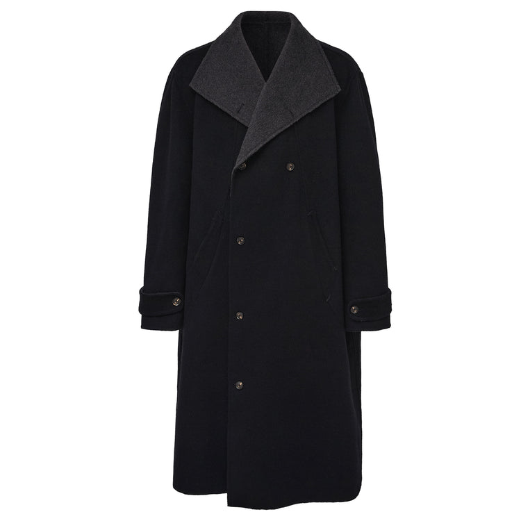 TAICHIISM multi-form reversible black gray two-color multi-collar 70 wool fine imitation warm wide-leaf duffle coat
