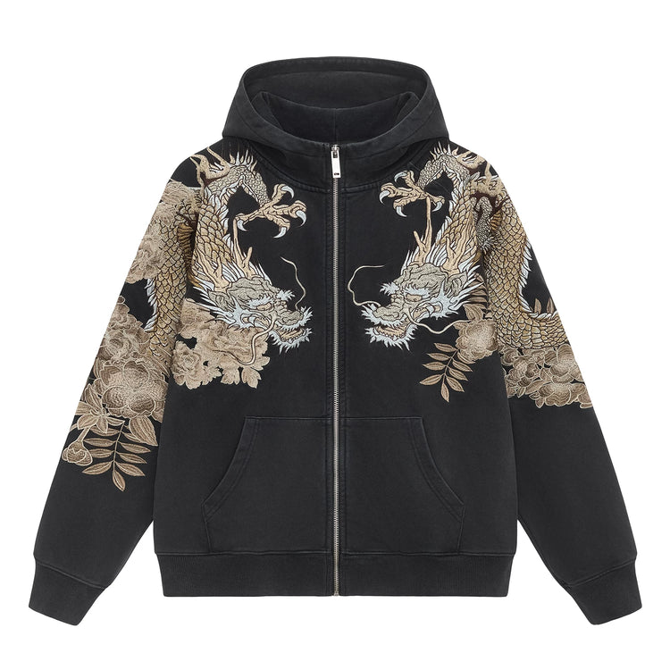 Sukajan New National Trend Yokosuka Heavy Industries Dragon and Tiger Embroidered Sweatshirt for Men's Hooded Cardigan Jacket Aged Spring and Autumn