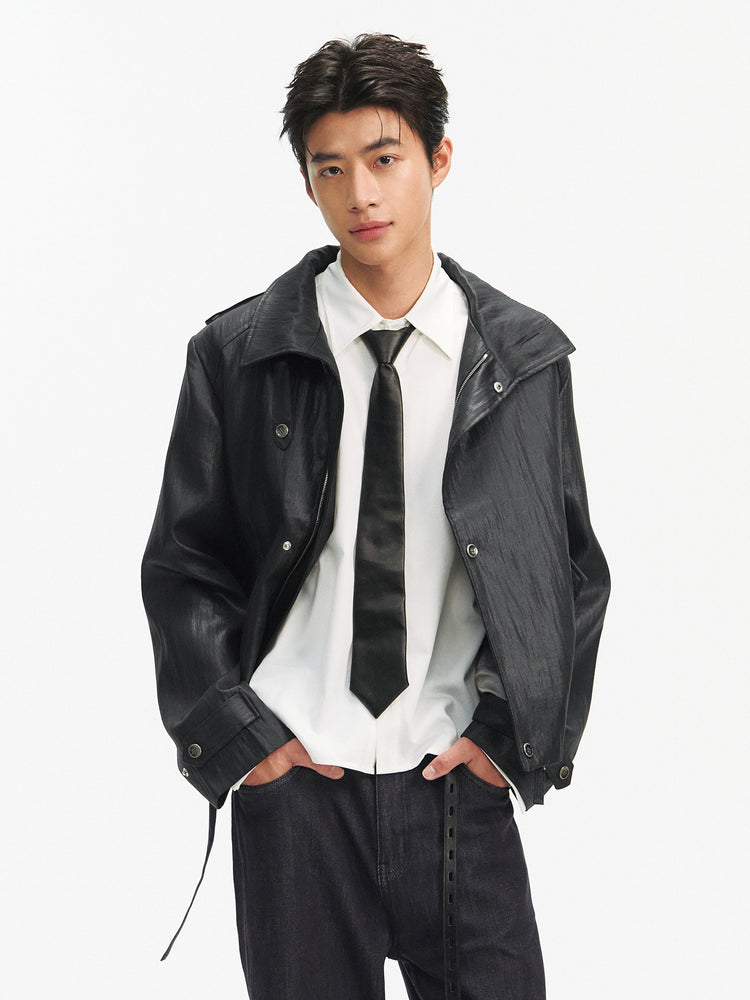 TAICHIIISM "ink-dyed black wax" strap epaulettes, old money power, micro shoulder pads, water-repellent oil wax jacket
