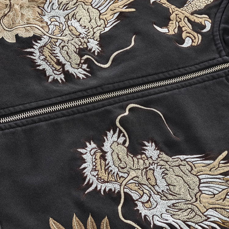 Sukajan New National Trend Yokosuka Heavy Industries Dragon and Tiger Embroidered Sweatshirt for Men's Hooded Cardigan Jacket Aged Spring and Autumn
