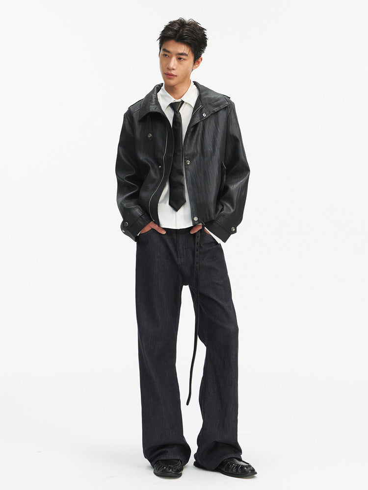 TAICHIIISM "ink-dyed black wax" strap epaulettes, old money power, micro shoulder pads, water-repellent oil wax jacket