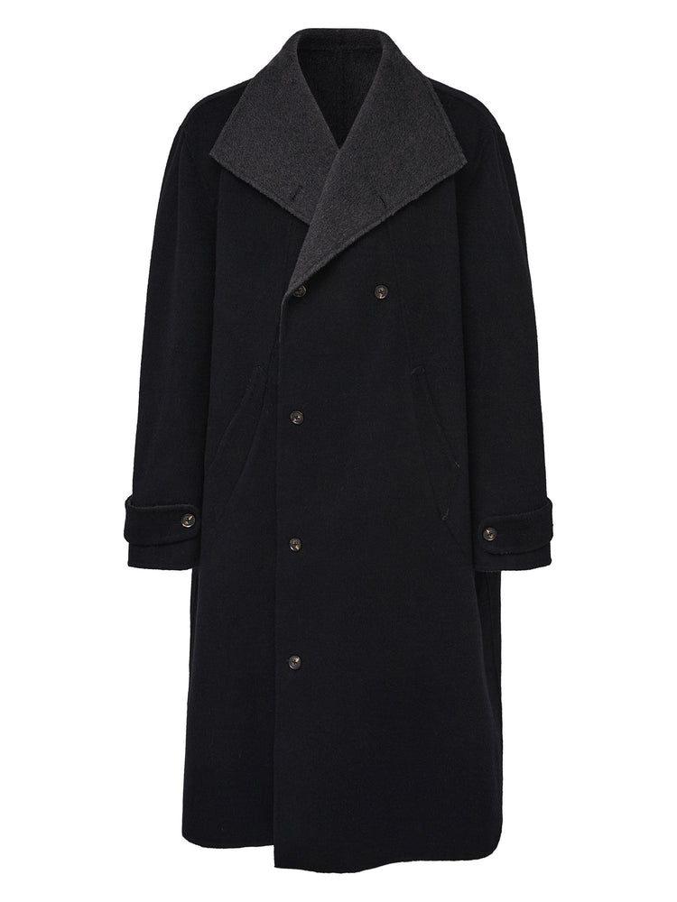 TAICHIISM multi-form reversible black gray two-color multi-collar 70 wool fine imitation warm wide-leaf duffle coat