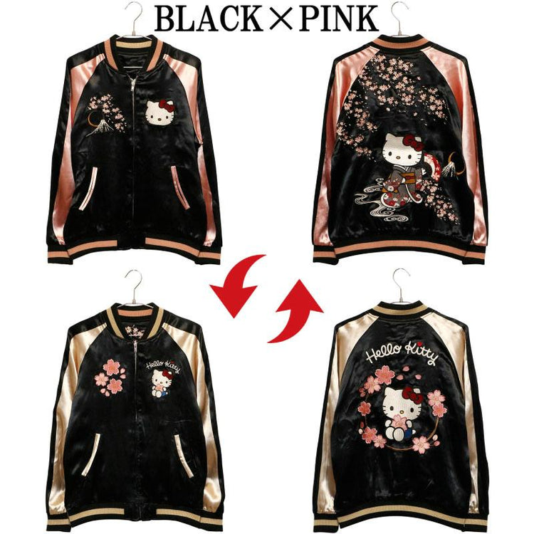 High-end Yokosuka HelloKitty Sakura Mt. Fuji Crescent Moon Embroidery Reversible Loose Jacket Jacket