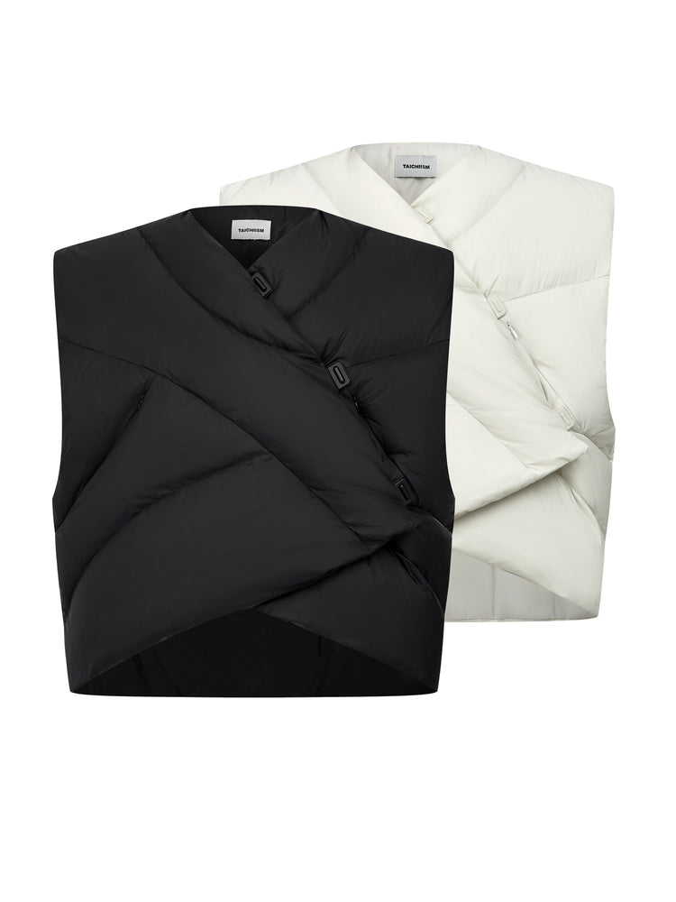 TAICHIISM irregular deconstructed down vest vest men's autumn and winter thickened warm white duck down short jacket
