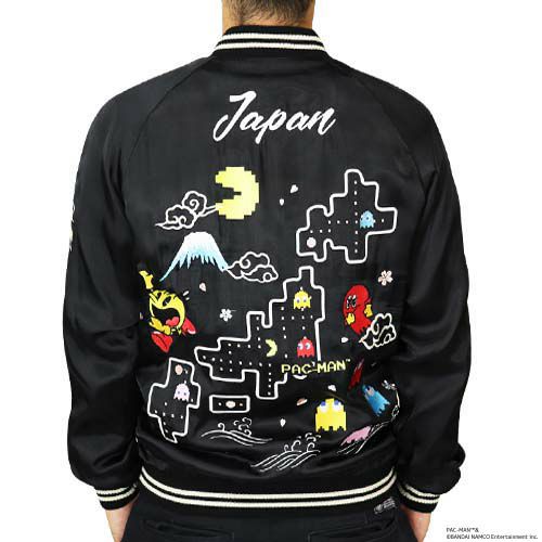 A classic retro gaming collaboration bean yokosuka embroidered reversible baseball jacket