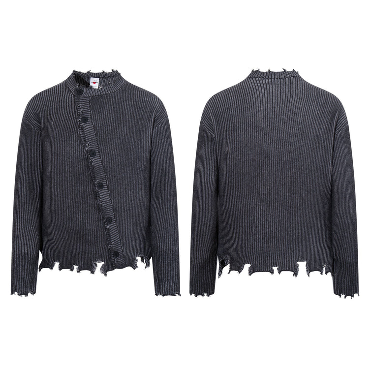 226 High Street American Style Unisex Irregular Design Knit Sweater Men's High-End Loose Cardigan Sweater
