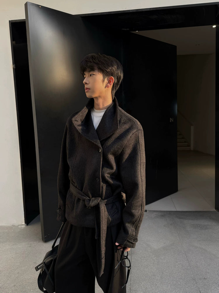 TAICHIISM "wool multi-form" lapel wool old money style short width British sense elegant short jacket