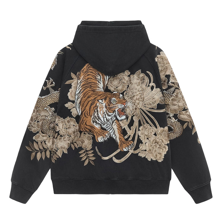 Sukajan New National Trend Yokosuka Heavy Industries Dragon and Tiger Embroidered Sweatshirt for Men's Hooded Cardigan Jacket Aged Spring and Autumn