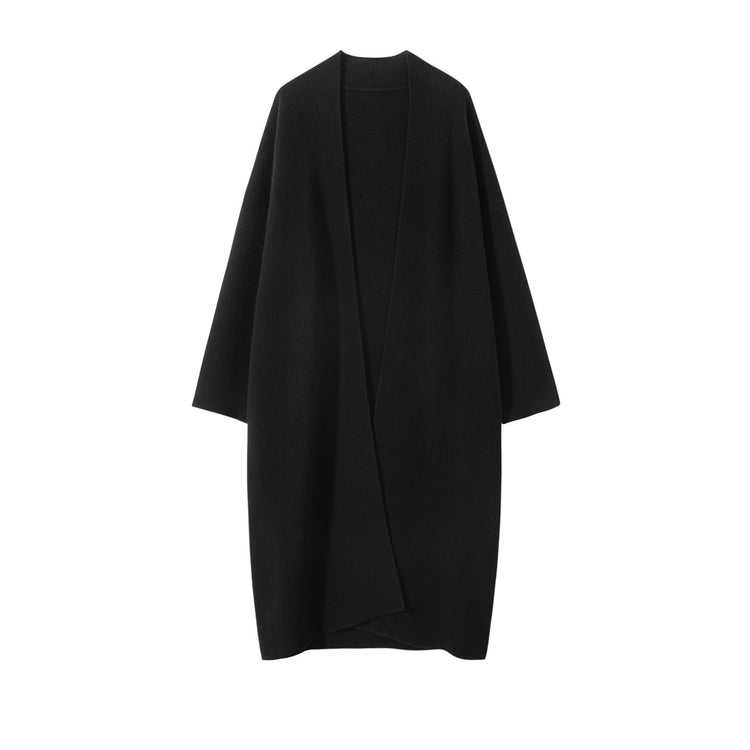 Flat bathrobe style ~ High-count, high-density Consignee 100% pure cashmere knit sweater for women, slimming air-layer coat