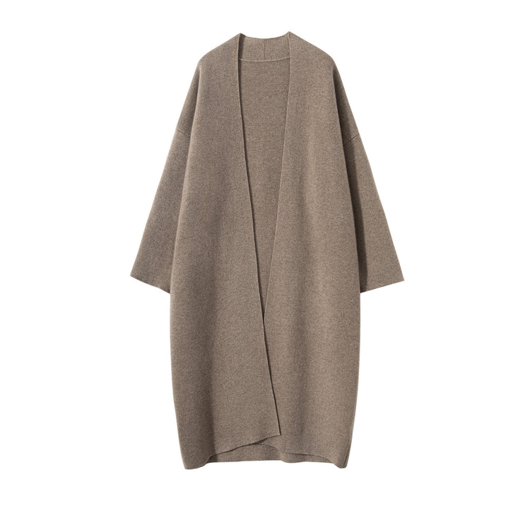 Flat bathrobe style ~ High-count, high-density Consignee 100% pure cashmere knit sweater for women, slimming air-layer coat