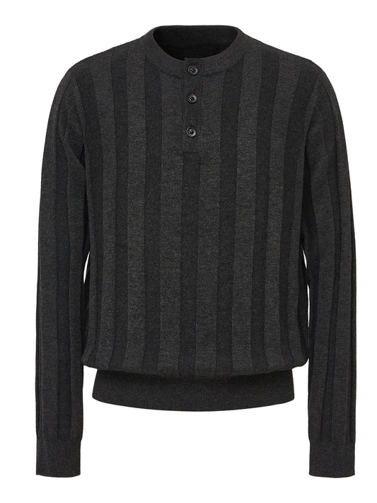 TAICHIISM Subtle Striped Old Coin Textured 30 Wool Sweater