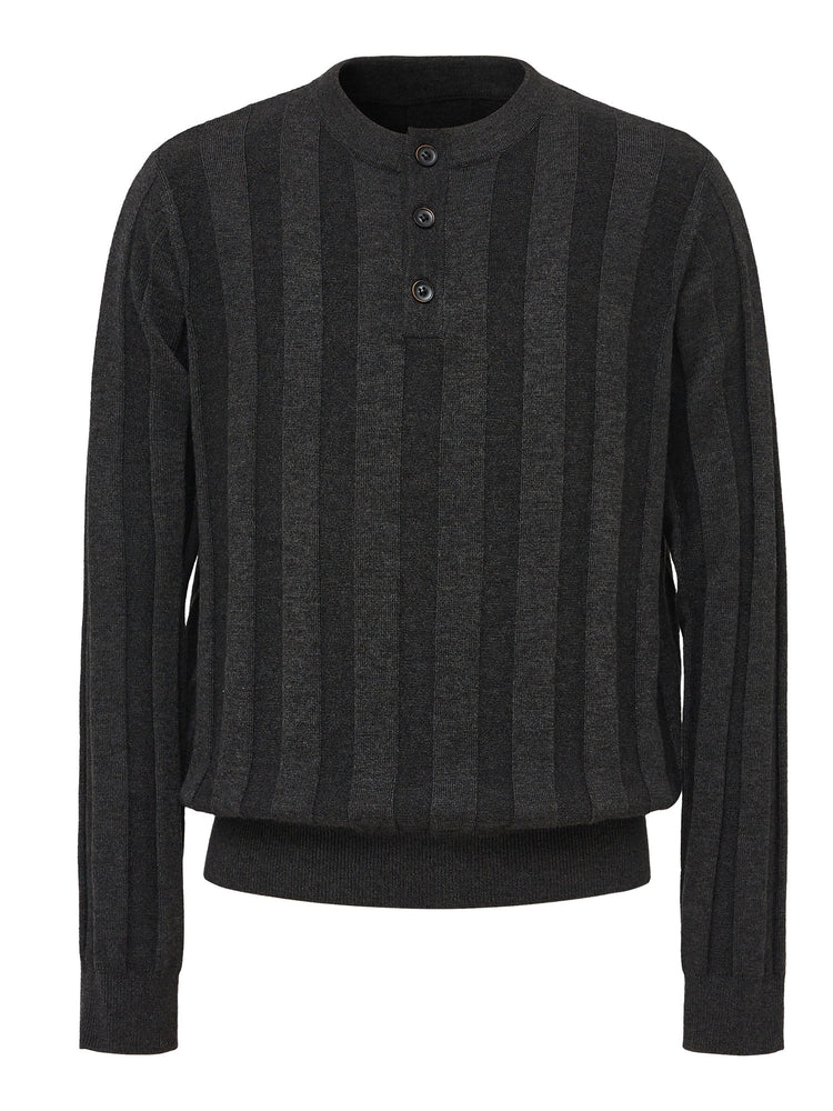 TAICHIISM Subtle Striped Old Coin Textured 30 Wool Sweater