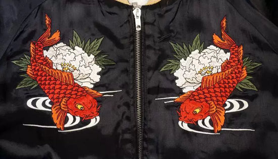 Yokosuka ukiyo-e traditional wa-pattern heavyweight embroidered maids wear double-sided baseball jackets
