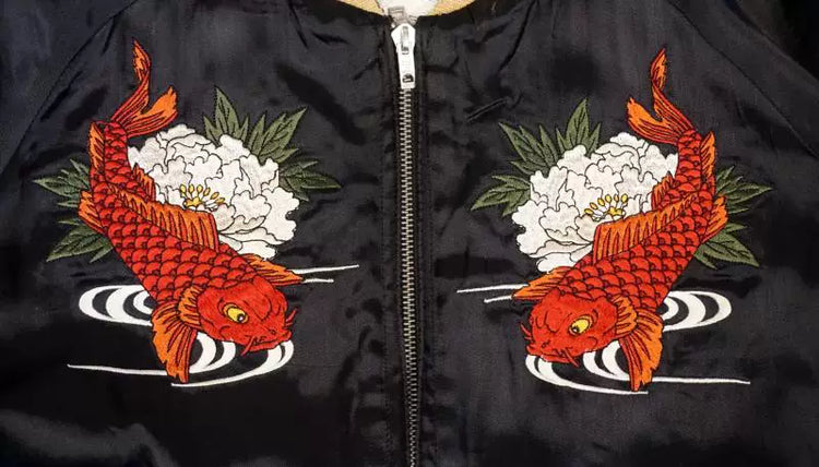 Yokosuka ukiyo-e traditional wa-pattern heavyweight embroidered maids wear double-sided baseball jackets
