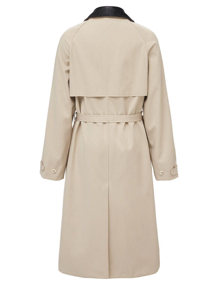 TAICHIISM "Leather collar and three-proof three-proof waist-tightened atmosphere, three-proof versatile leather collar, elegant leather collar spliced coat