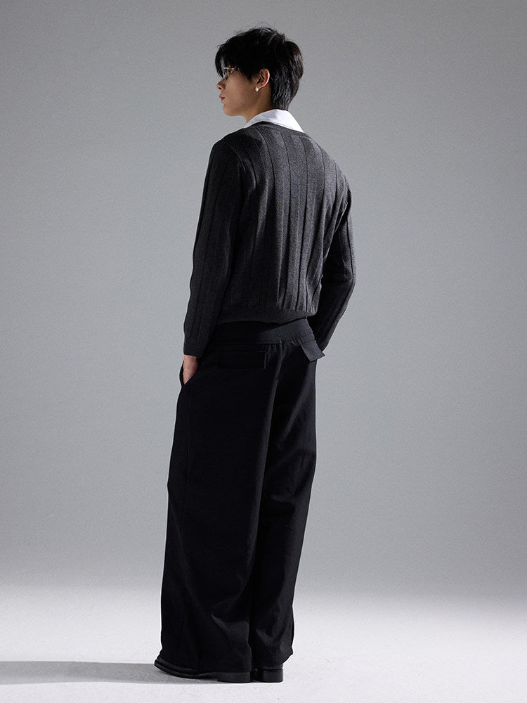 TAICHIISM Subtle Striped Old Coin Textured 30 Wool Sweater
