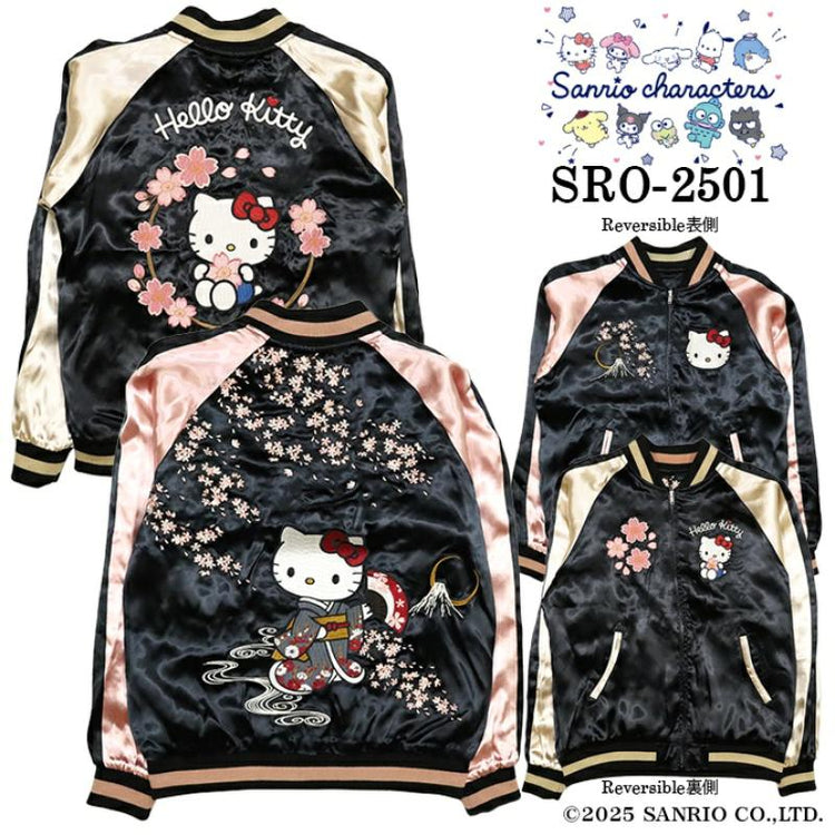 High-end Yokosuka HelloKitty Sakura Mt. Fuji Crescent Moon Embroidery Reversible Loose Jacket Jacket