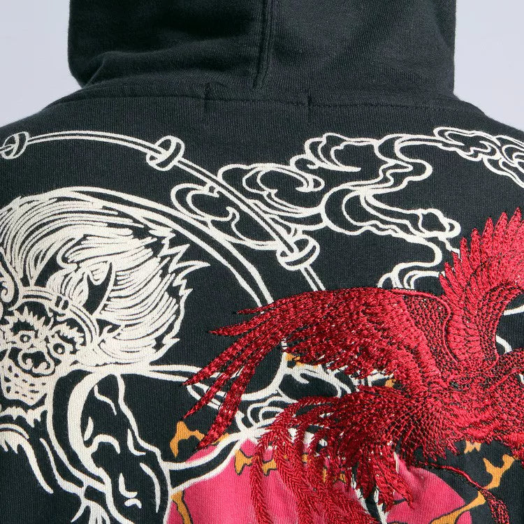 Foreign trade exported to Japan, ukiyo-e embroidery hooded sweatshirt, cardigan, men's Yokosuka, embroidered phoenix, hoodie, jacket