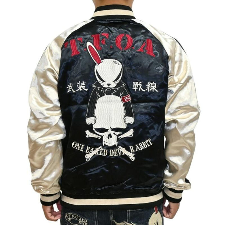 Armed Front: TFOA's death rabbit embracing seven generations of skeletons, heavily embroidered Yokosuka, reversible MA-1 jacket
