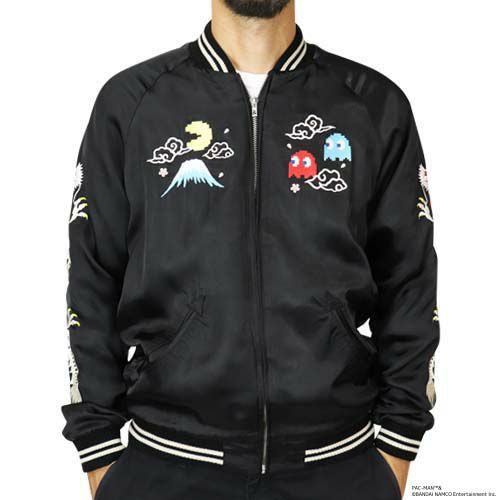 A classic retro gaming collaboration bean yokosuka embroidered reversible baseball jacket