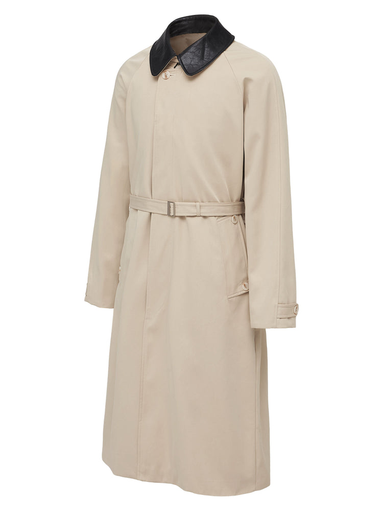 TAICHIISM "Leather collar and three-proof three-proof waist-tightened atmosphere, three-proof versatile leather collar, elegant leather collar spliced coat