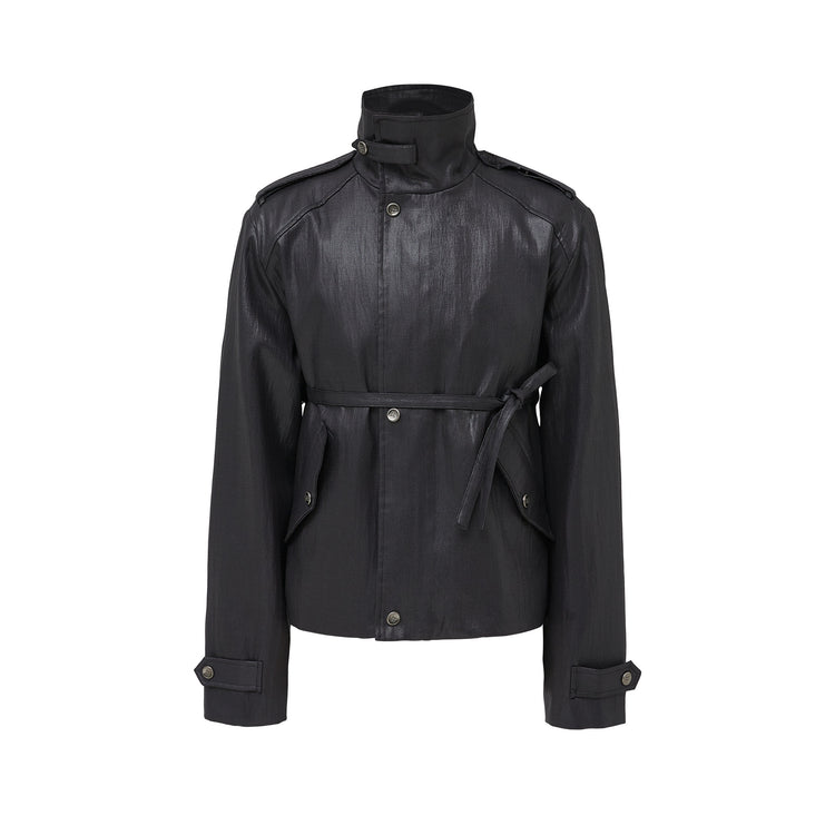 TAICHIIISM "ink-dyed black wax" strap epaulettes, old money power, micro shoulder pads, water-repellent oil wax jacket