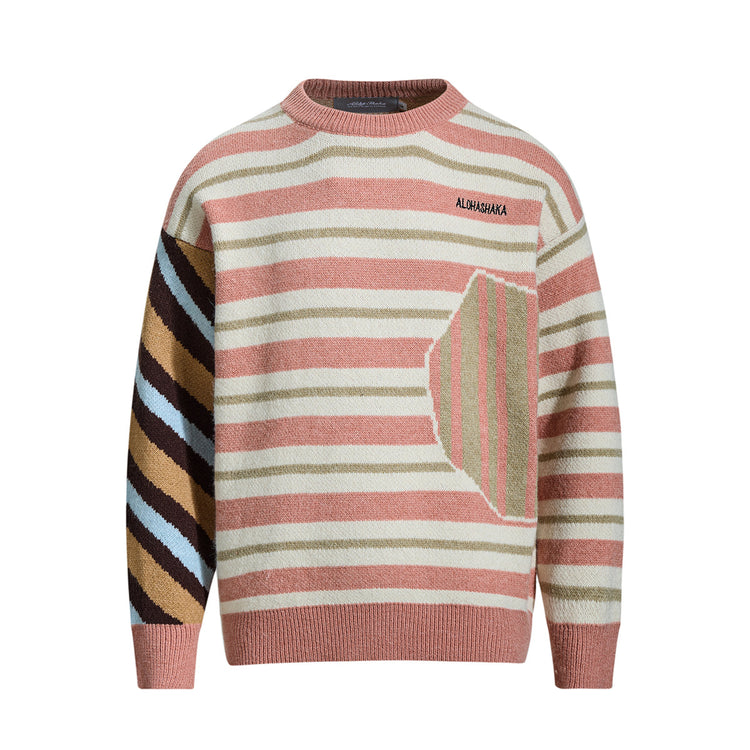 Northern Men's Fashion American Fashion Brand 2025 Fall/Winter New Irregular Striped Sweater Men's Crew Neck Knitted Top