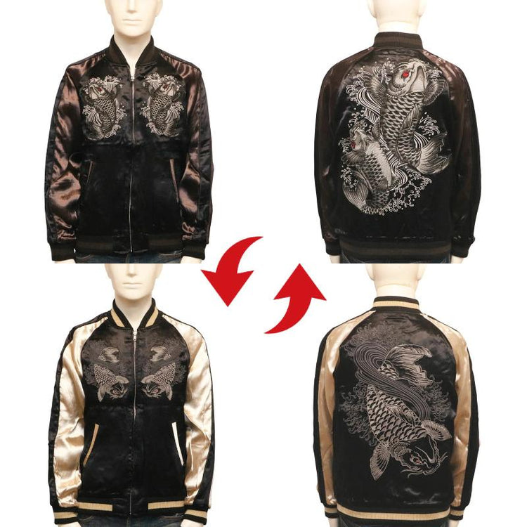 High-end Yokosuka SOUVENIR JACKET reversible jacket with classic koi embroidery