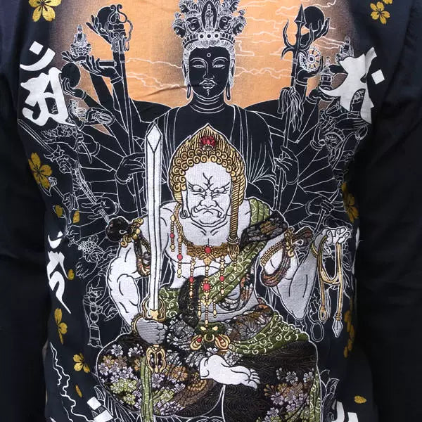 No Day Limited Edition Japanese Tattoo Tattoo Embroidery Long Sleeve T-Shirt Men's and Handle Yokosuka Fudo Ming King