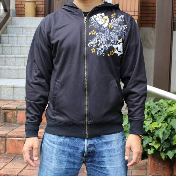 Japanese trendy brand, Yokosuka, wagon, souvenir, ukiyo-e tattoo, tattoo, hot-blooded high school embroidery, hooded sweatshirt, carp